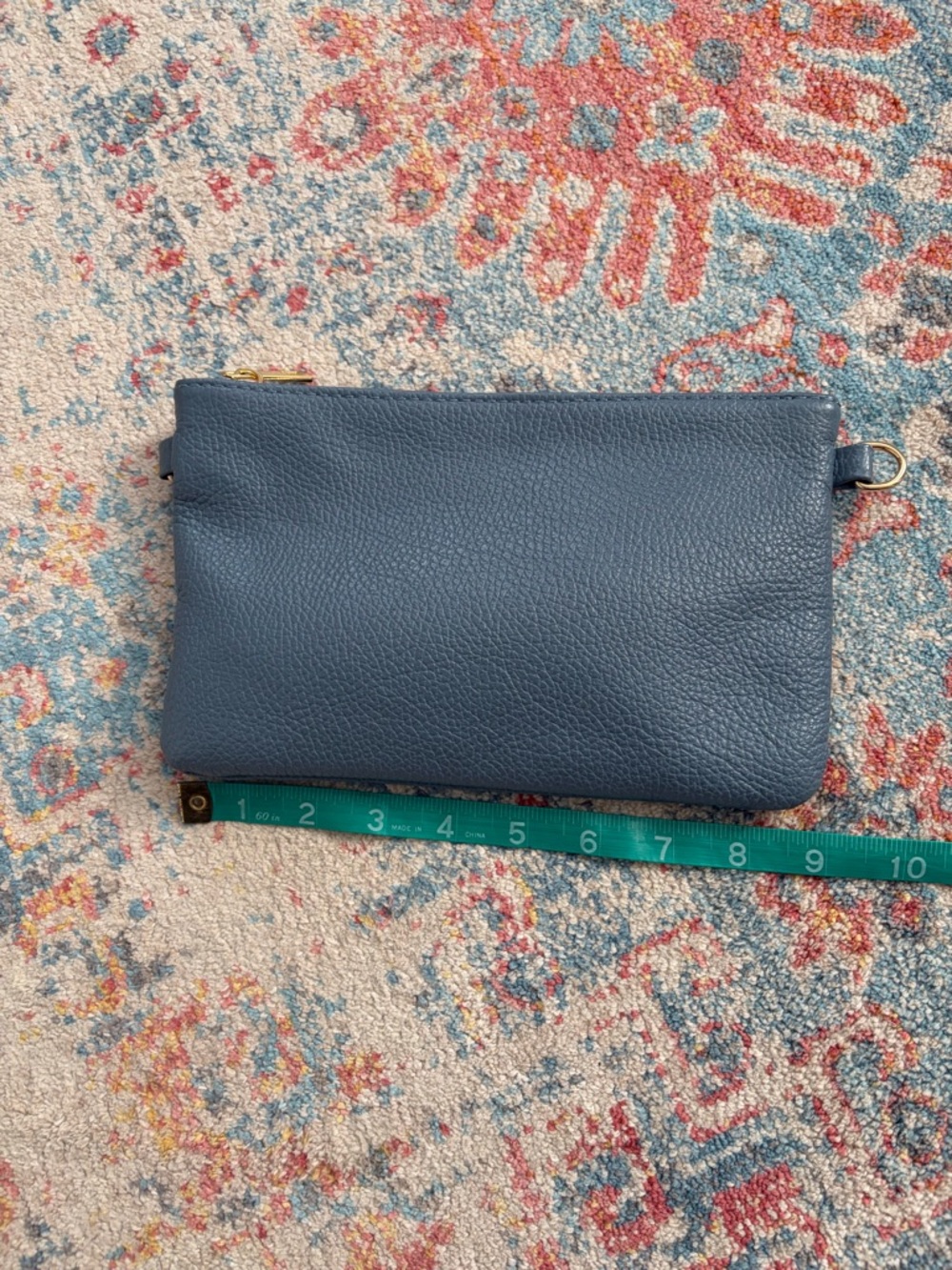 Light blue pebbled leather clutch/wristlet/crossbody - Picture 3 of 7